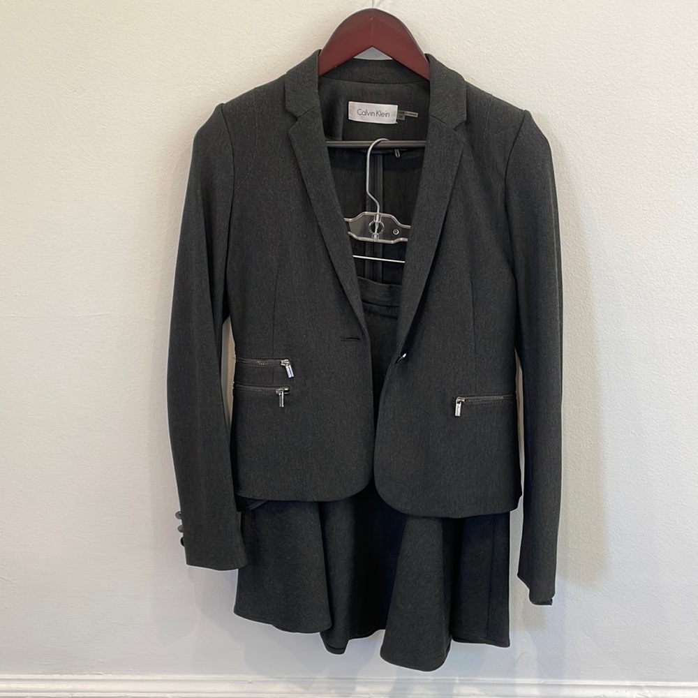 Calvin Klein Grey Skirt Suit